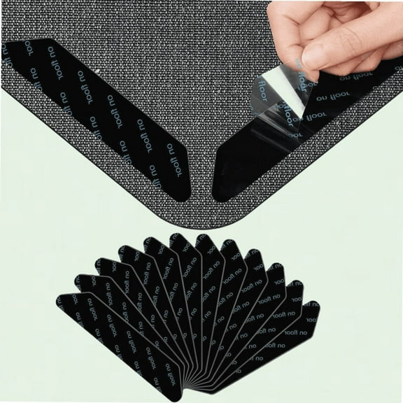 Rug Tape, Non-Slip Double-Sided Rug Grippers for Hardwood Floors and Tiles, Set of 12 Rug Cleaners, Reusable In-Line Carpet Tape