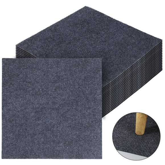 Vosarea 100Pcs Dark Grey Peel and Stick Carpet Tiles Self Adhesive Rug for Home Decor