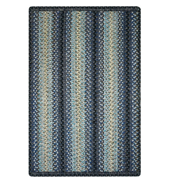 Rug With Rug Pad Lakeland Navy Blue Washable Braided Indoor and Outdoor Rug 5' x 8' Dining Room, Bedroom and Living Room Rug