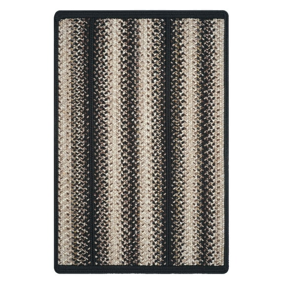 Rug With Rug Pad Serenity Black Washable Braided Indoor and Outdoor Rug 4' x 6' Dining Room, Bedroom and Living Room Rug