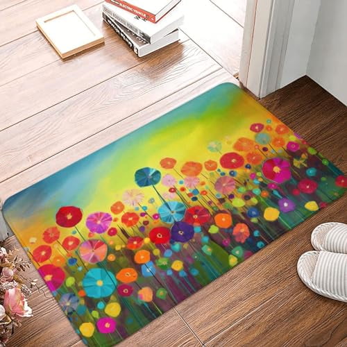 Flower Floor Mat  Rainbow × Ecru beige Flower Floor Mat / Rainbow × Ecru beige（Rainbow Flower Rug