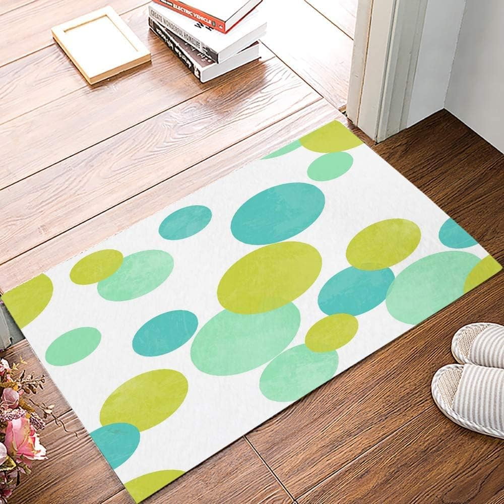 Rug for entryway, living room, bedroom,Green Lime Color Circles and