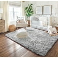 Large 5x8 Feet Fluffy Area Rug for Living Room and Bedroom, Light Grey