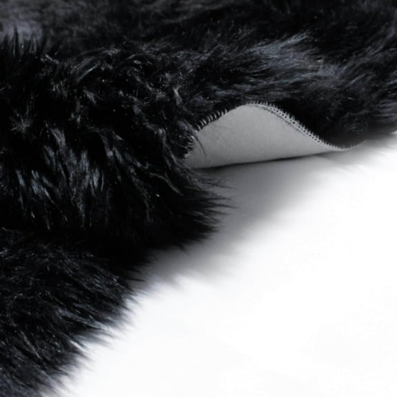 RugBerry  Faux Sheepskin Shag Area Rug Soft Fluffy Plush Black Carpet Black