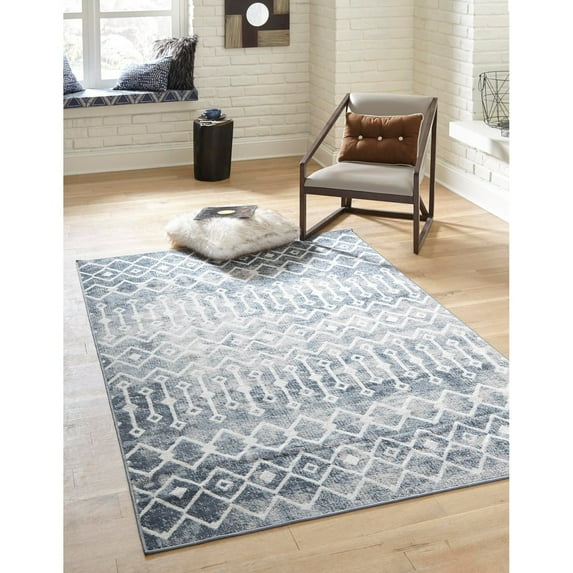 RugPal Contemporary Pico Collection Area Rug 6'x9' - Blue-Ivory