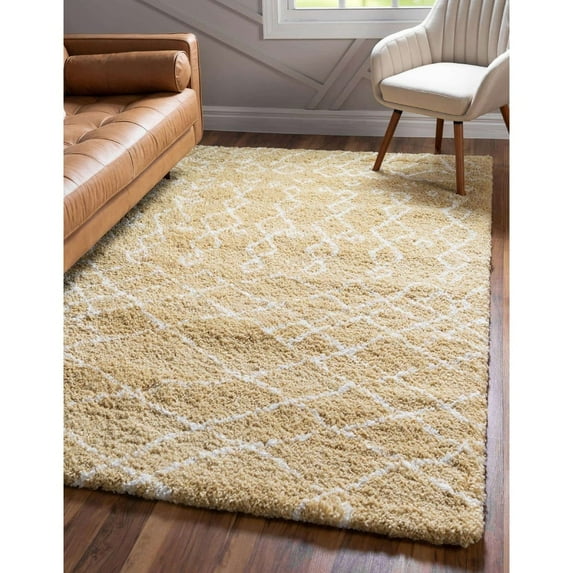 RugPal Shag Shoploni Collection Area Rug 4'x6' - Yellow