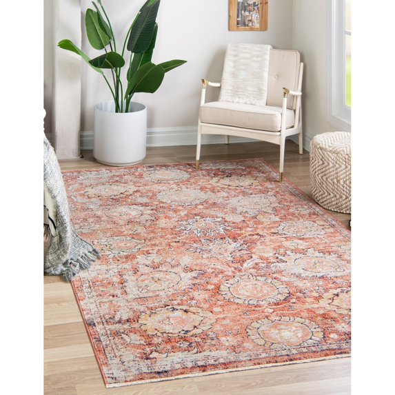RugPal Traditional Nixa Collection Area Rug 3'11"x5'11" - Brick Red