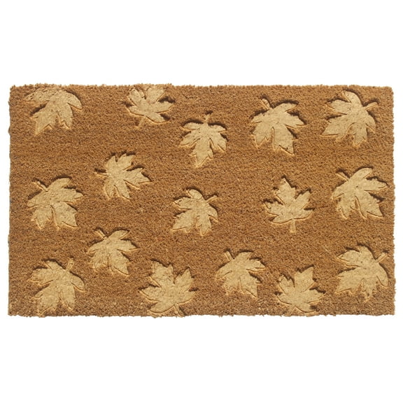RugSmith Anti-Slip PVC Coir Machine Doormat Tufted Leaf, Natural, 18"x30"