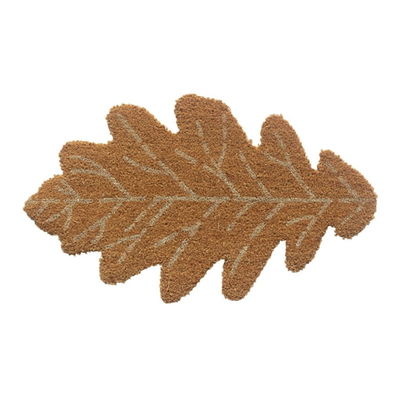 RugSmith Anti-Slip PVC Coir Machine Doormat Tufted Leaf, Natural, 18"x30"