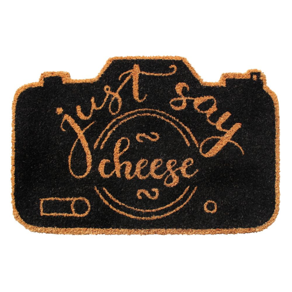RugSmith Black Machine Tufted Just say cheese, 16" x 24",Black