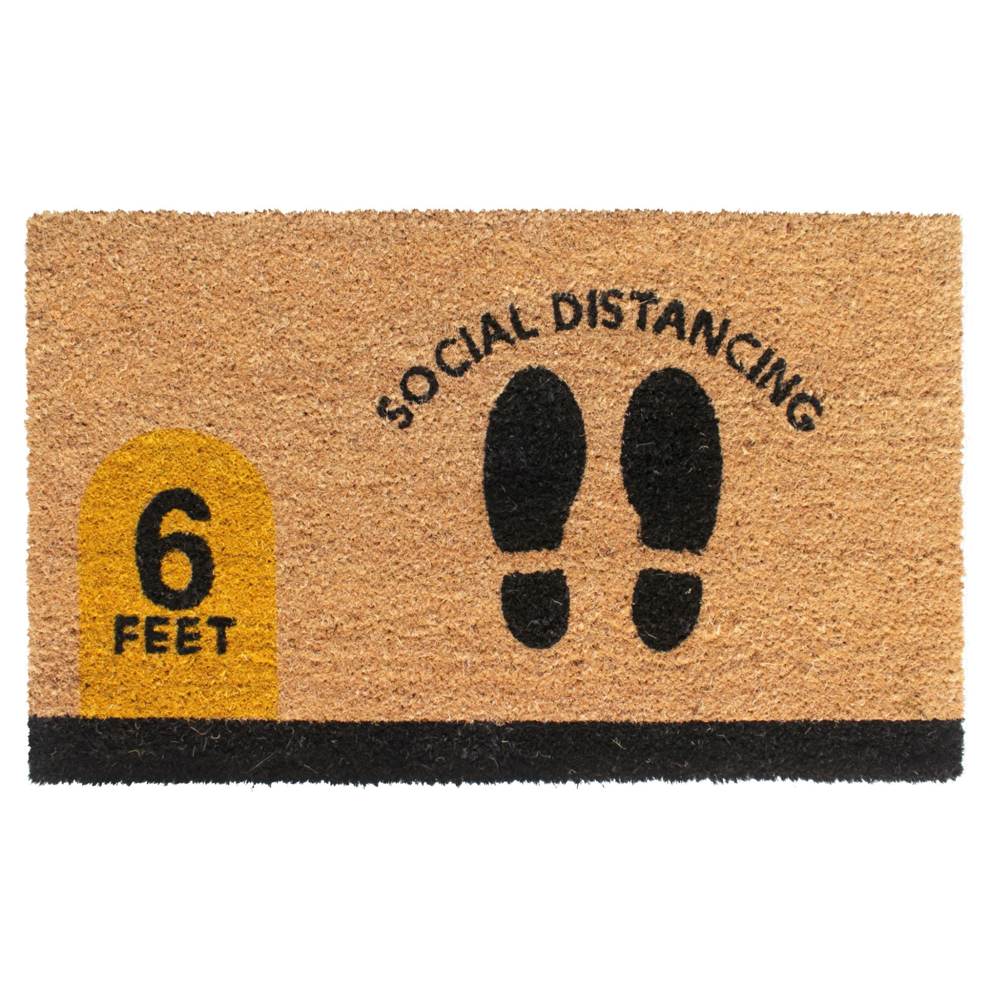 RugSmith Black Machine Tufted Social Distancing Doormat, 18" x 30"