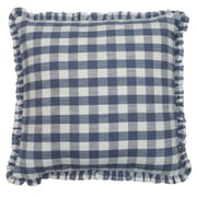 The Pioneer Woman Woven Gingham Ruffle Decorative Pillow, 20 in x 20 in, Blue