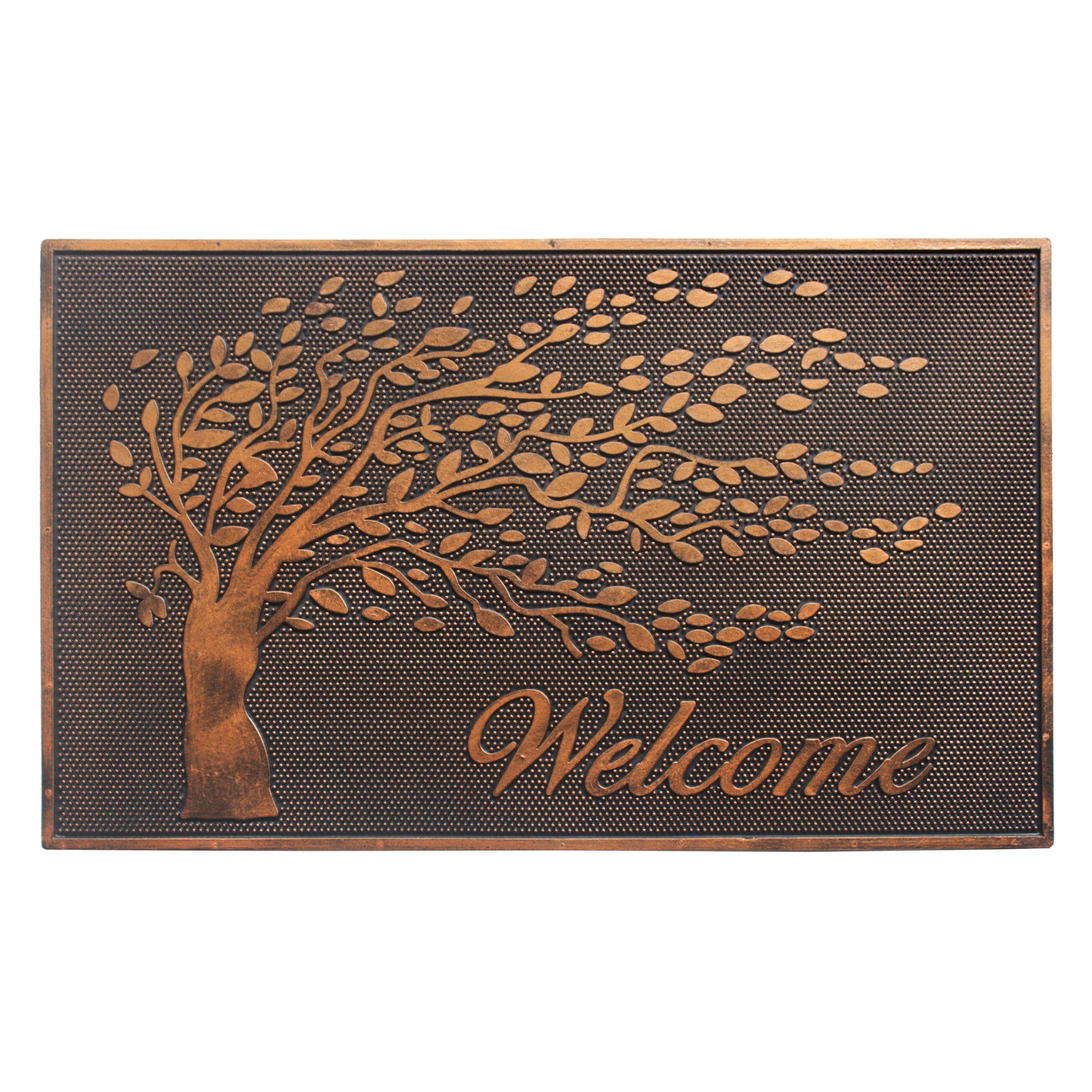 RugSmith Copper Moulded Welcome Tree Doormat, 18"x30"