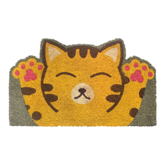 RugSmith Happy Cat Doormat - 18"x30", Indoor/Outdoor Mat, Cute Pet-Themed Doormat, Multi Machine Tuffed