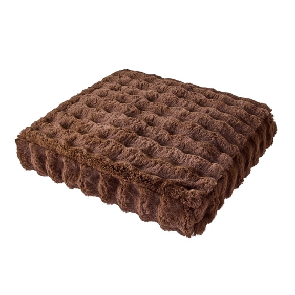 Better Homes & Gardens Bubble Fur Brown Floor Cushion Cover for Enhanced Décor, 24x24