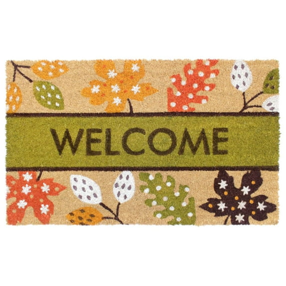 RugSmith Machine Tufted Autumn Leaves Indoor and Outdoor Coir Doormat, 18" x 30"