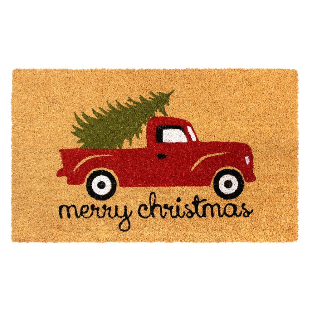 RugSmith Machine Tufted Merry Christmas Truck Indoor and Outdoor Coir Doormat, 18" x 30" - image 1 of 5