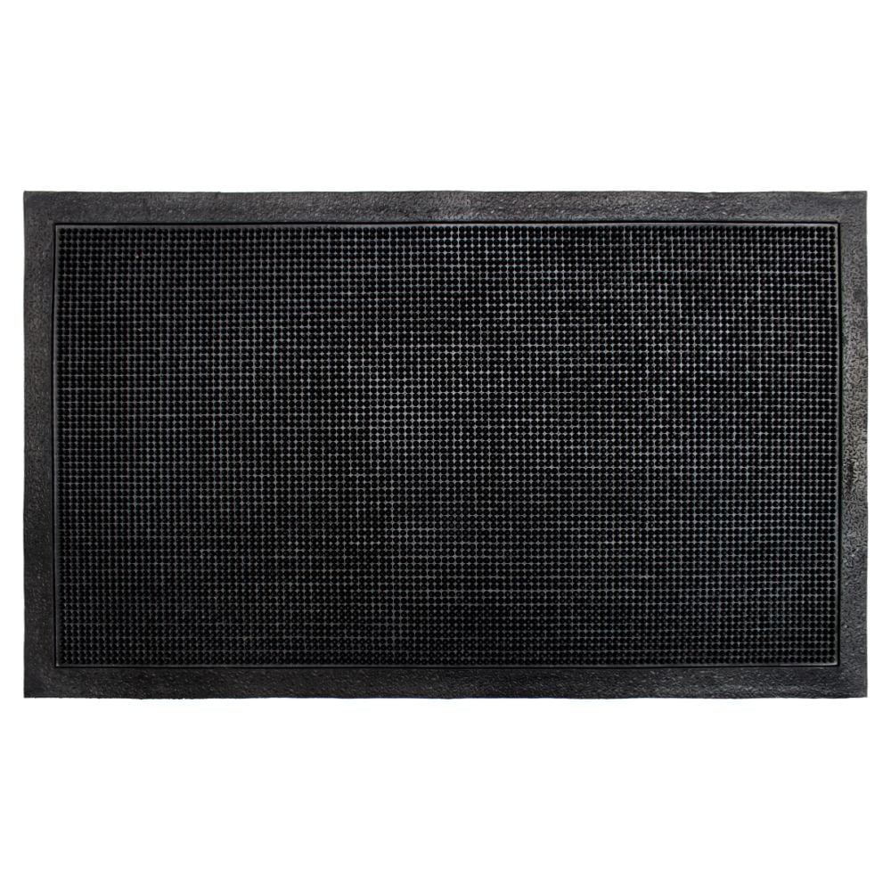 Elegant Black Recycled Rubber Outdoor Doormat, 18" x 30"
