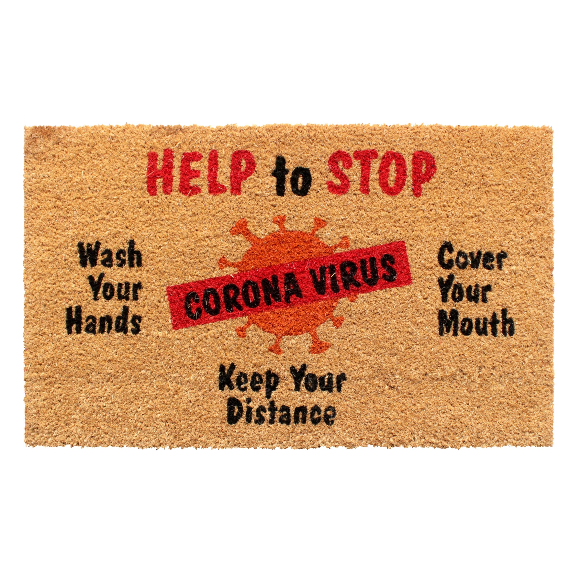 RugSmith Multi Machine Tufted Help to Stop Corona Virus Doormat, 18" x 30"