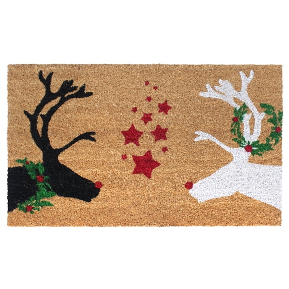 RugSmith Multi Machine Tufted Reindeers Doormat, 18" x 30"