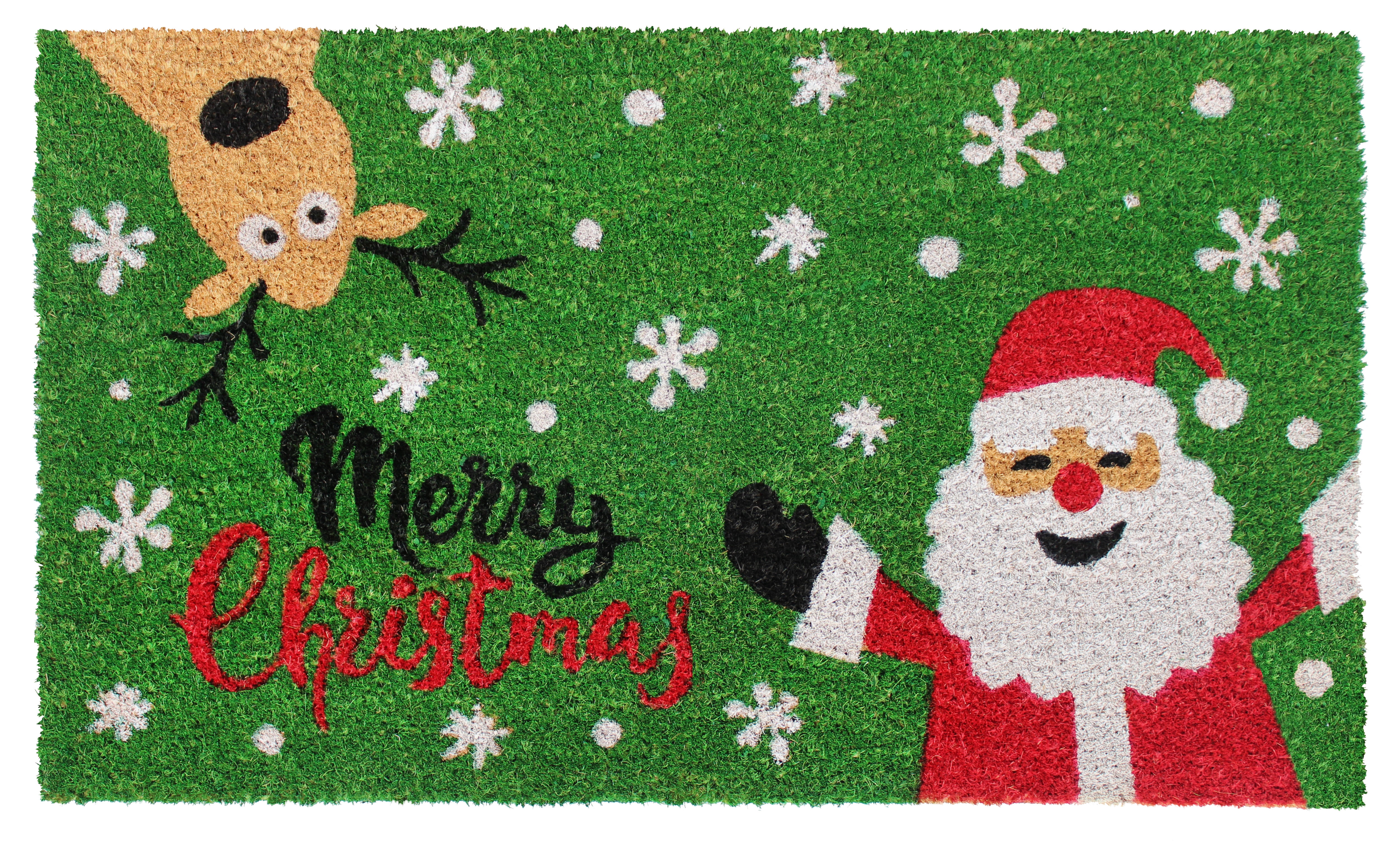 RugSmith Multi Machine Tufted Santa Merry Christmas Doormat, 18" x 30"
