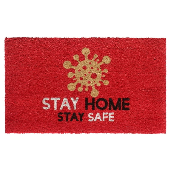 RugSmith Multi Machine Tufted Stay Home, Stay Safe III Doormat, 18" x 30"