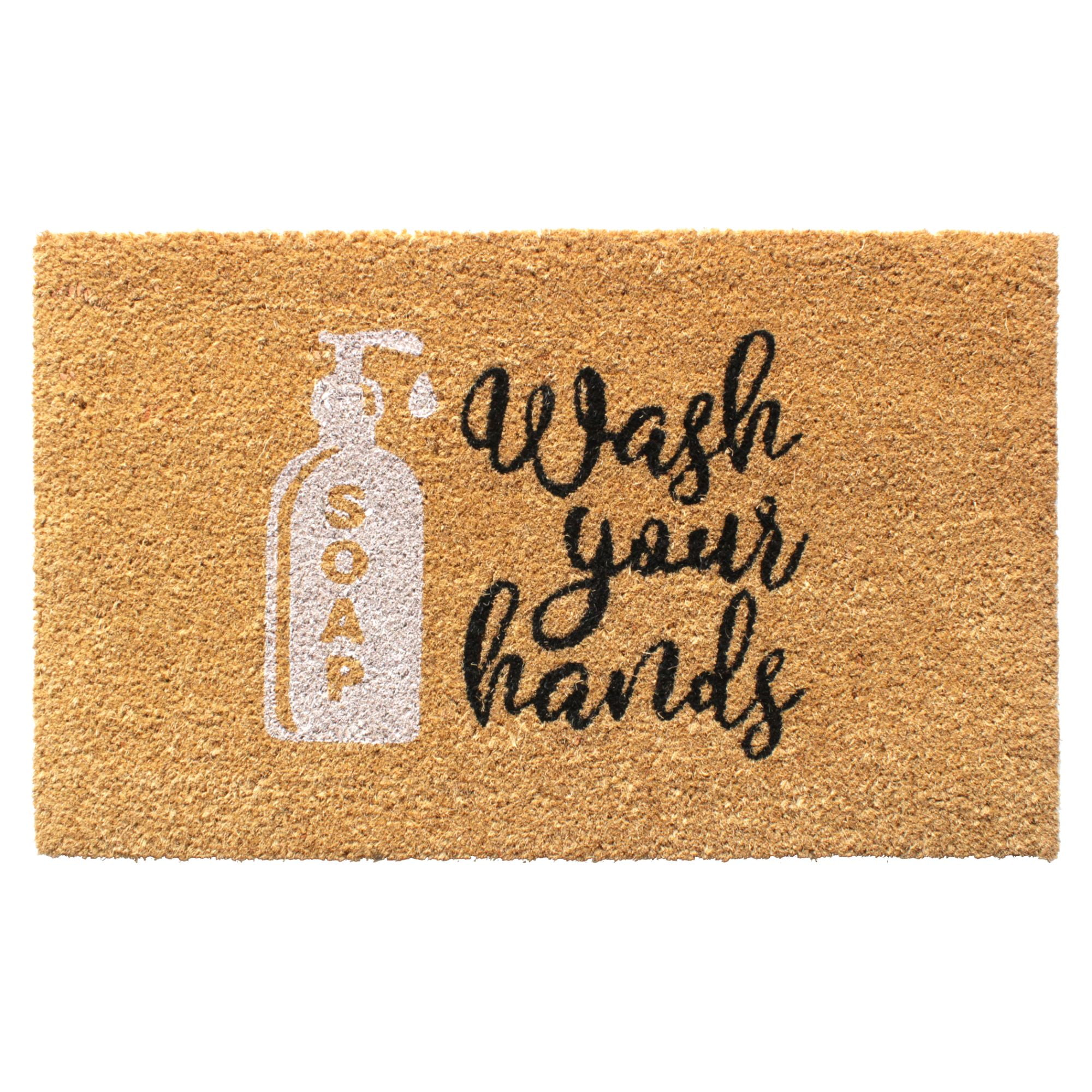 RugSmith Multi Machine Tufted Wash Your Hands Doormat, 18" x 30"