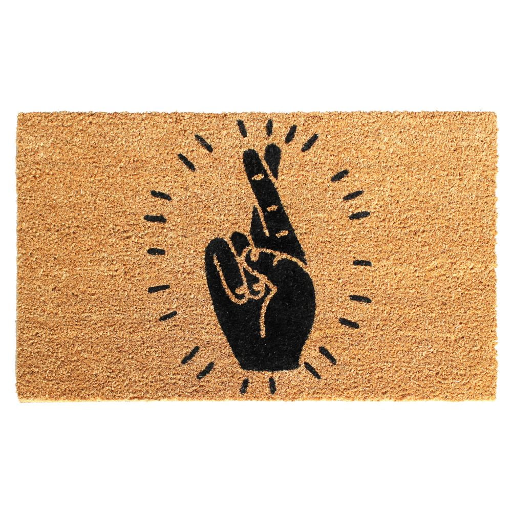 RugSmith Natural Machine Tufted Fingers crossed, 18" x 30",Natural