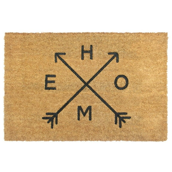 RugSmith Natural Machine Tufted HOME Arrows Coir Doormat, 24" x 36",Natural