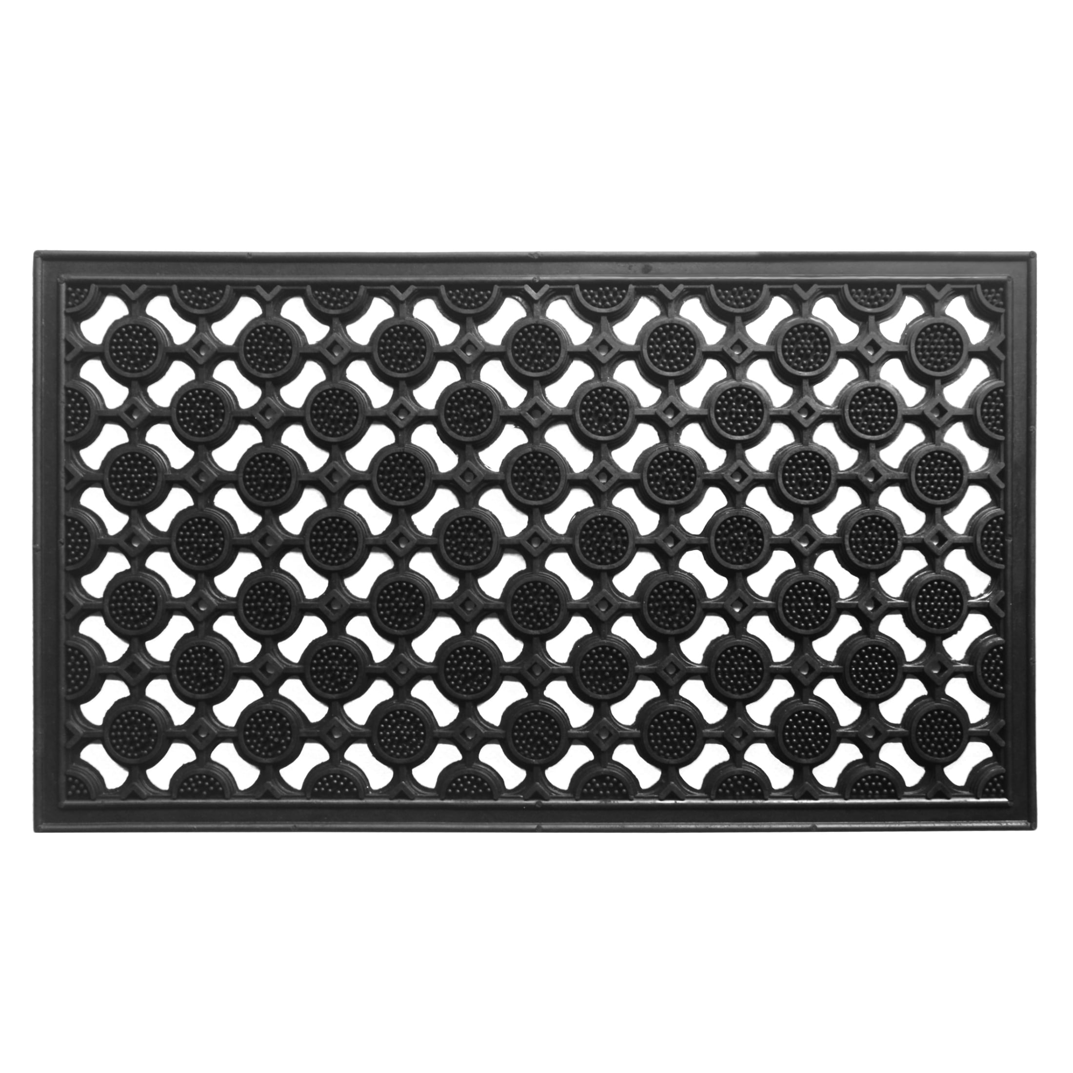 Black Heavy Geometric Trellis Outdoor Coir Doormat