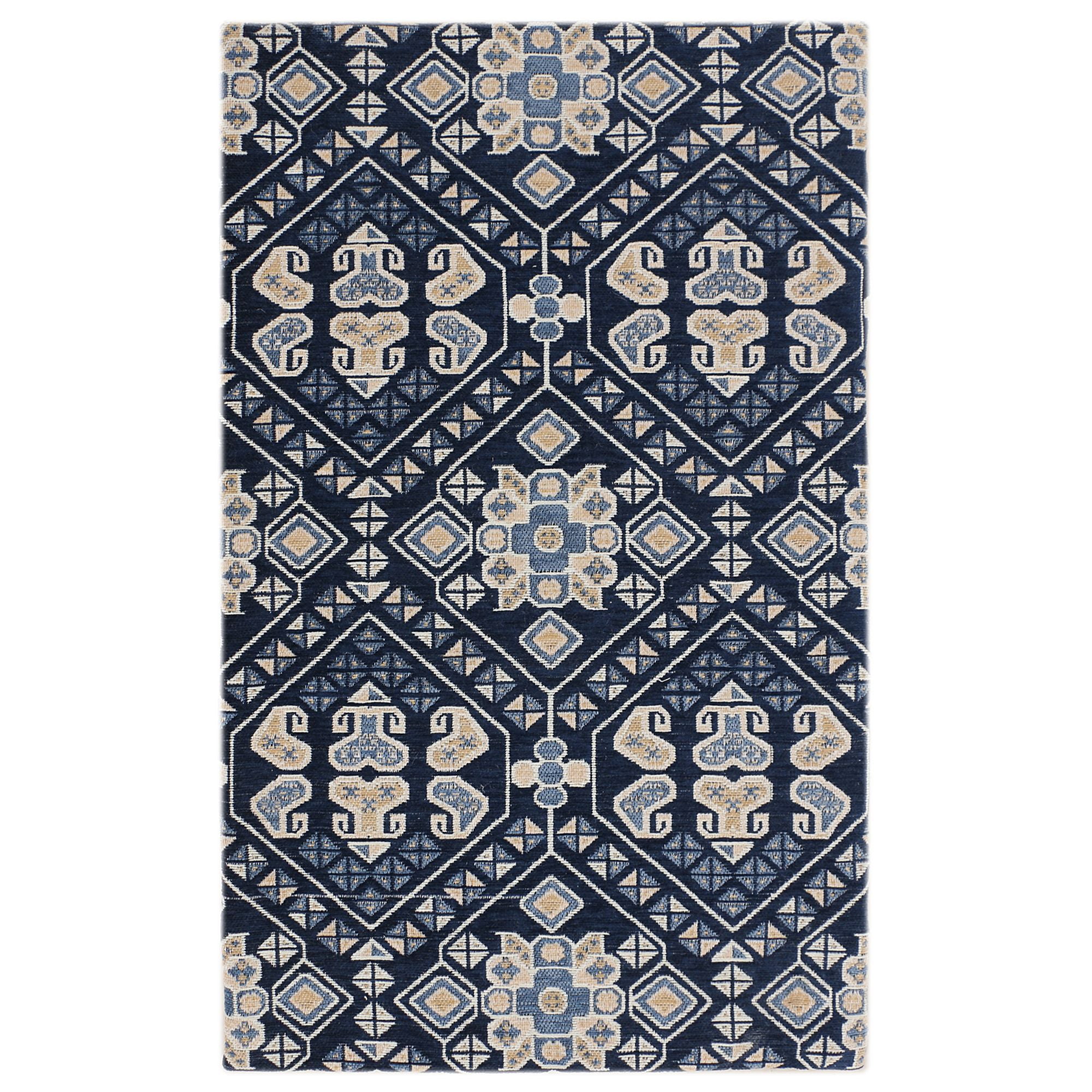 RugSmith Navy Geometric AntiFatigue Kitchen Mat, 20" x 36"