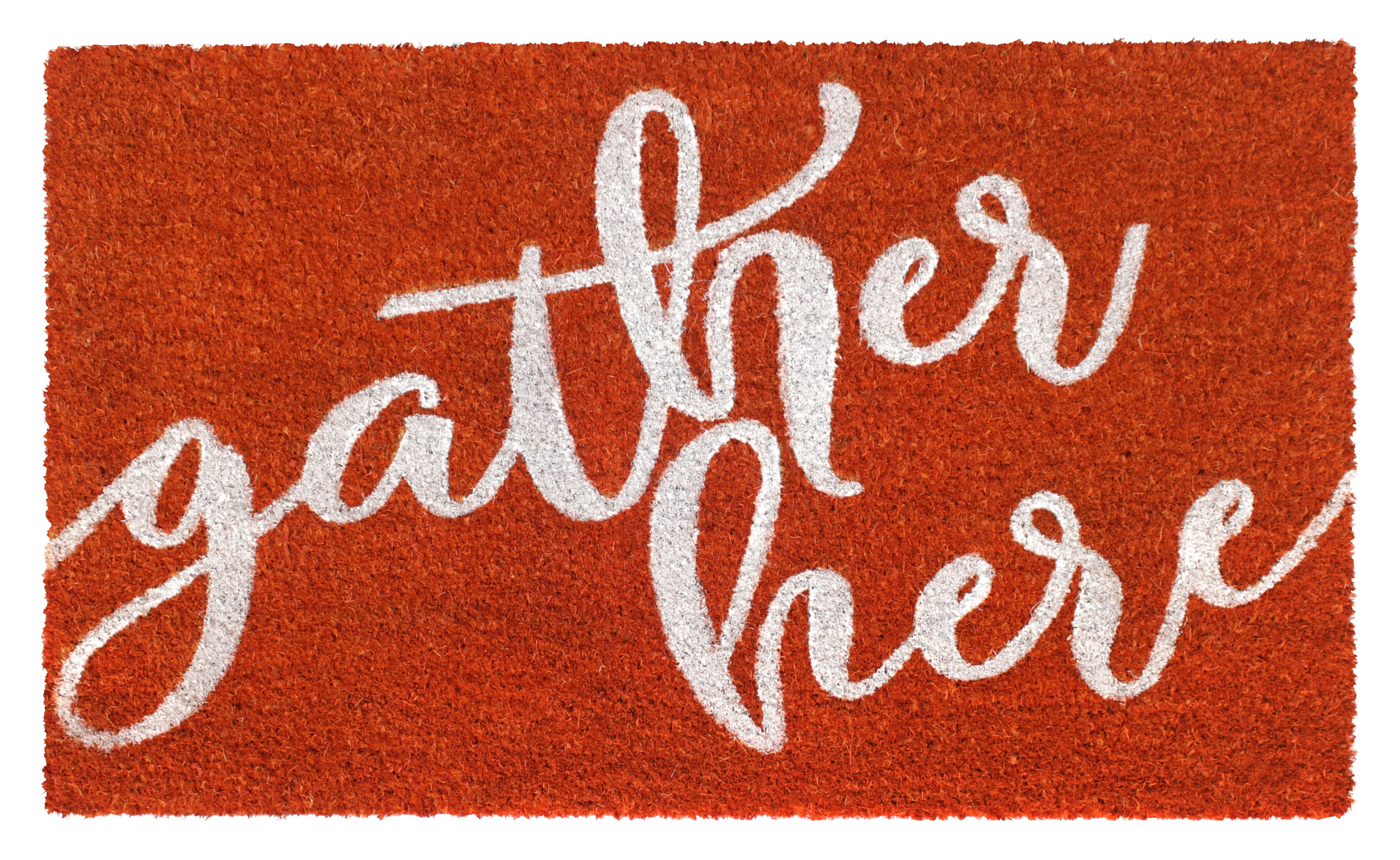 RugSmith White Machine Tufted Gather Here Doormat, 18" x 30"