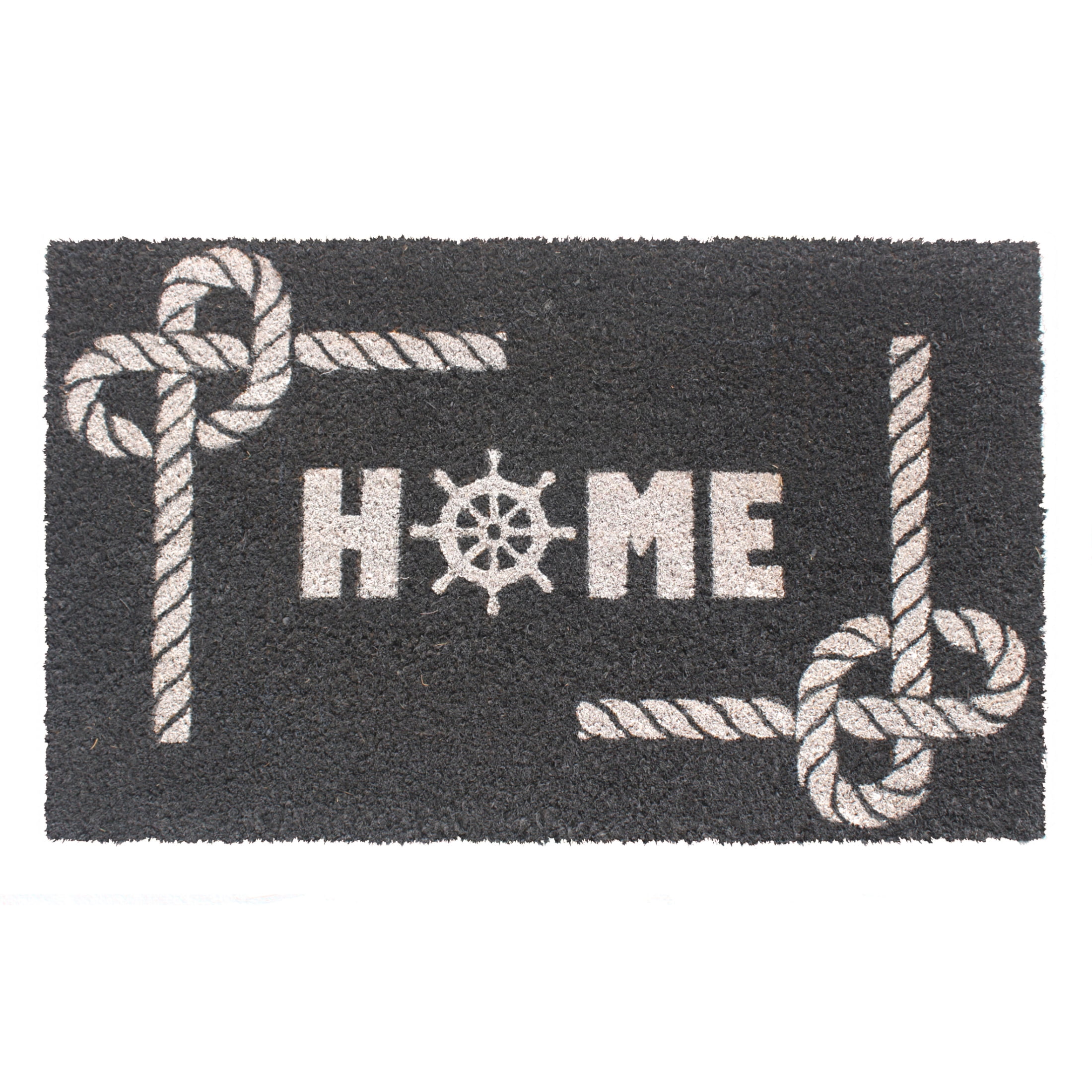 RugSmith Home Nautical Doormat, 18"x30" - White Outdoor Door Mat, Machine Tufted Coir Welcome Mat for Front Door, Coastal-Themed Doormat for Outdoor Entrance