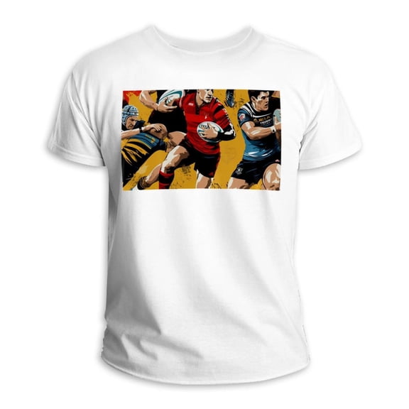 Rugby 100% Cotton White T-Shirt - Classic Short Sleeve Tee for Men and Women - Breathable & Comfortable - Casual Apparel for Everyday Wear - Lightweight & Durable Fabric