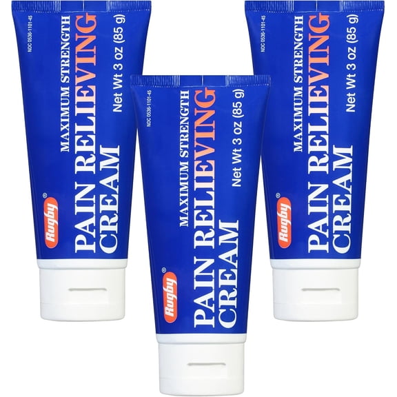 Rugby Maximum Strength Pain Relieving Cream - Made with Menthol and Methyl Salicylate - Offers Temporary Joint and Muscle Soreness Relief - 3 Oz. (3 Pack)