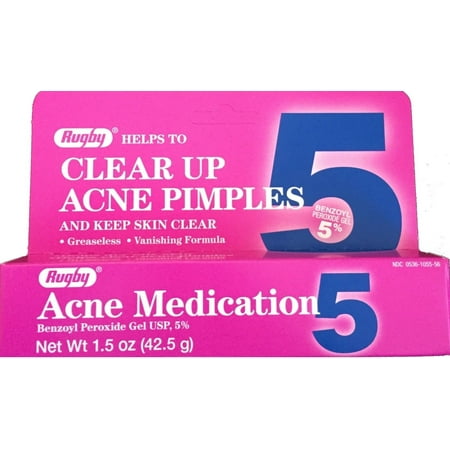 Rugby Acne Medication Benzoyl Peroxide Gel 5 % 1.5 oz. (Set of 3 tubes)
