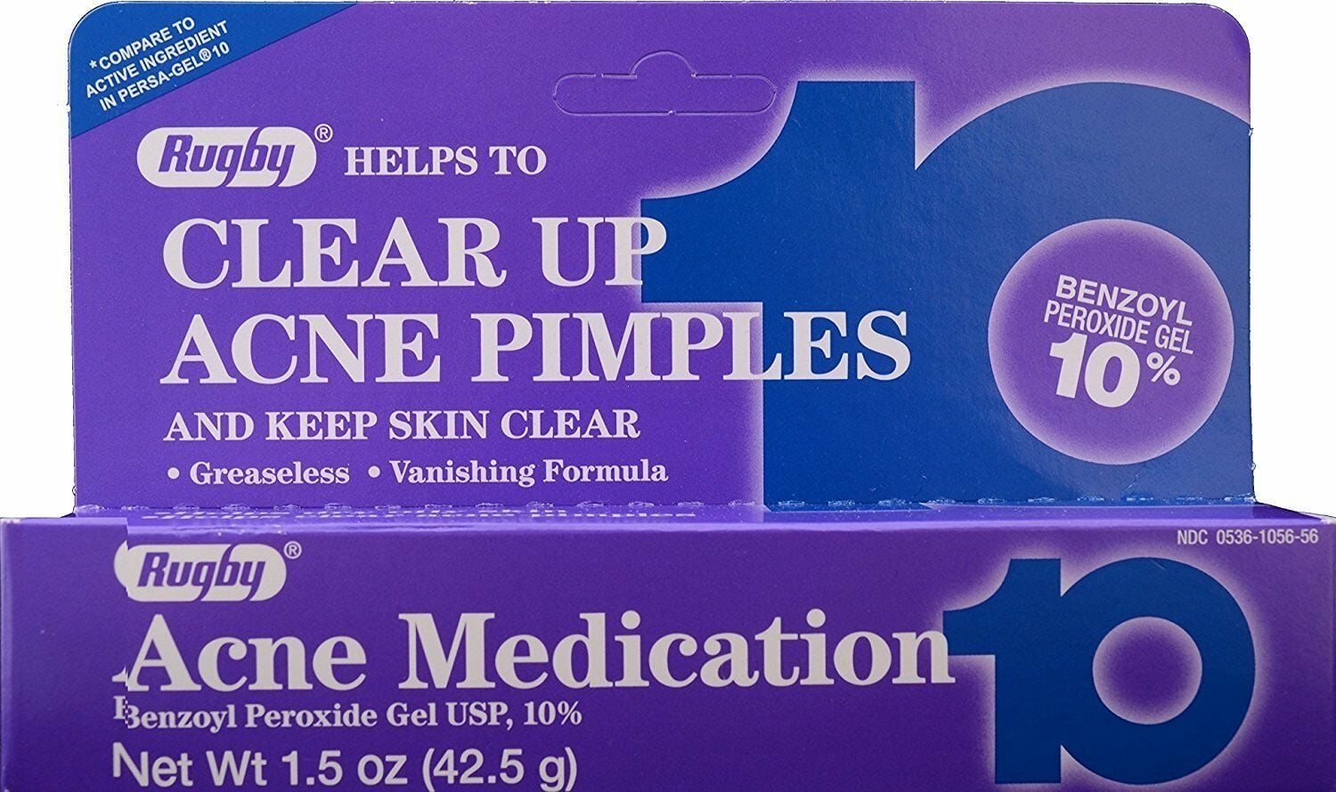 Rugby Acne Medication Gel Benzoyl Peroxide 10% 1.5 oz (Pack of 2)