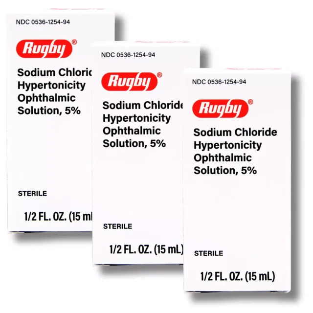 Rugby Alcohol-Free Eye Drops, 5% Ophthalmic Solution, 0.5oz, Pack of 3