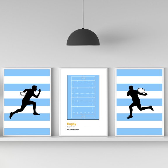 Rugby Art Prints Argentina Theme Boys Room Decor Home Decor Office Wall Art Living Room Decor, Paper Poster Only Set 3 Set 3