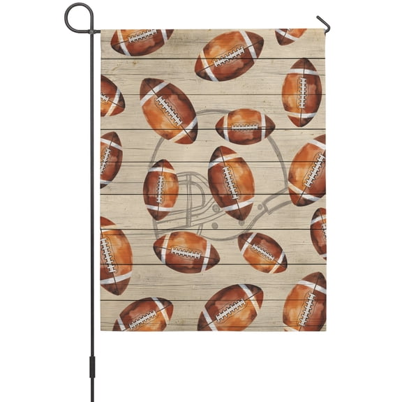 Rugby Balls Garden Flags For Outdoor, Vintage Sport Brown Wood Grain Striped Abstract Small Double Side Yard Flags Weather Proof Garden Decor for Lawn Outside Holiday 12 x 18 Inches
