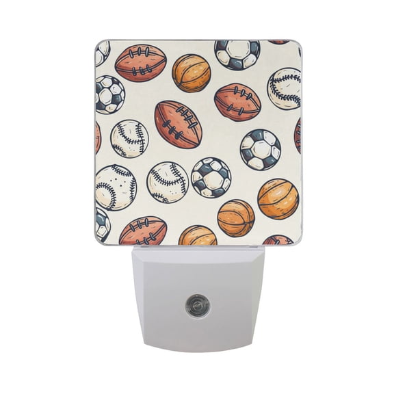 Rugby Baseball Soccer Basketball Night Light 2 Pack LED Nightlight Plug into Wall Dusk to Dawn Sensor Soft White