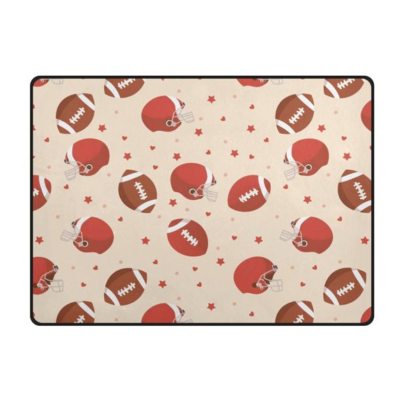 Rugby Cap Pattern Area Rug 63x48 Inch Non Slip Absorbent Soft for Bedroom Entryway