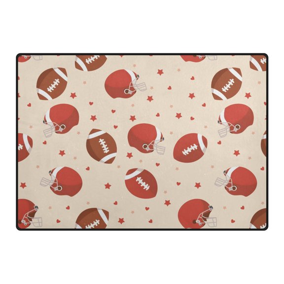 Rugby Cap Pattern Area Rug 80x58 Inch Non Slip Absorbent Soft for Living Room Dining