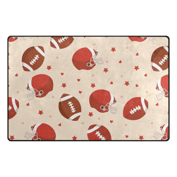 Rugby Cap Pattern Memory Foam Area Rug 31"x20" Non Slip, Absorbent, Fade Proof for Living Room, Bedroom, Office