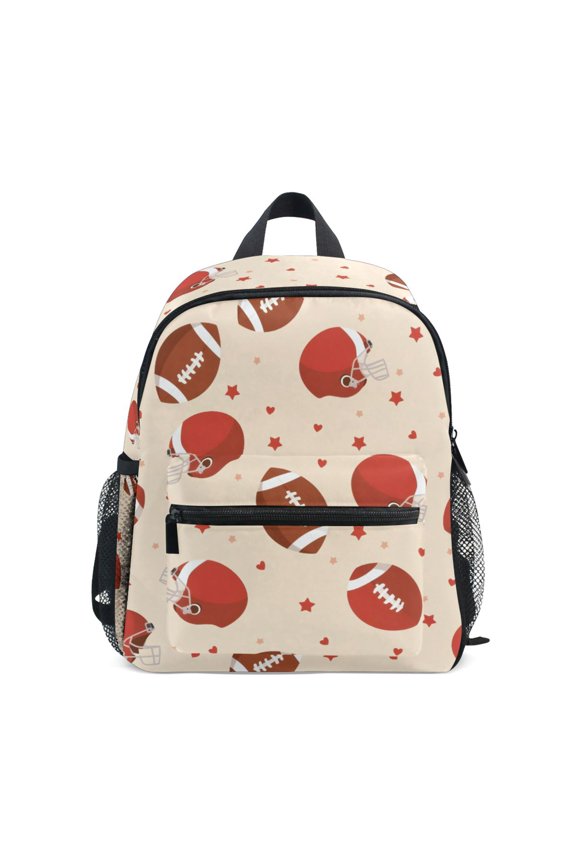 Rugby Cap Pattern Mini Backpack Cute Small Backpack with Chest Strap and Whistle Ages 3-8