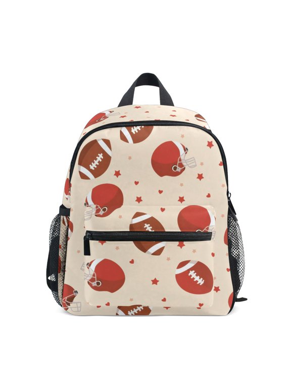 Rugby Cap Pattern Mini Backpack Cute Small Backpack with Chest Strap and Whistle Ages 3-8