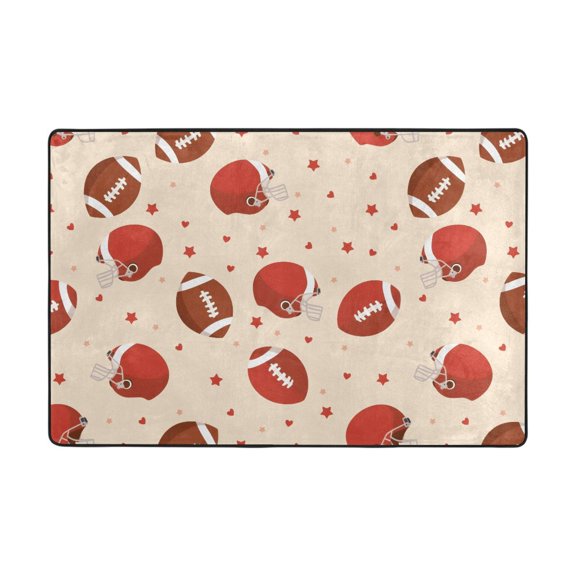 Rugby Cap Pattern Rug 36x24in Memory Foam Absorbent Non Slip Plush for Bathroom Kitchen Entryway