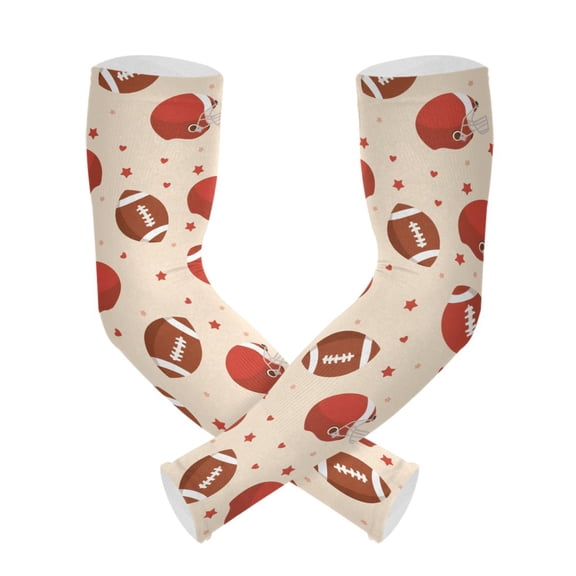 Rugby Cap Pattern UV Protection Cooling Arm Sleeves, Compression Sun Sleeves for Men Women Sports