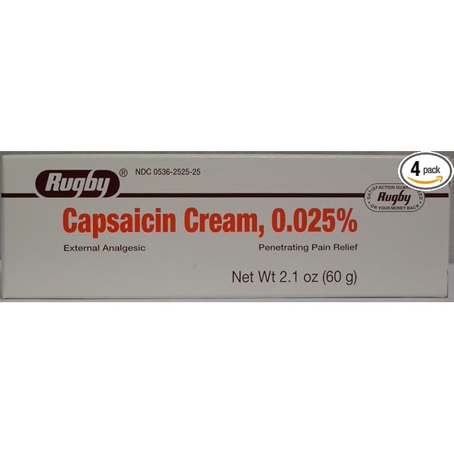 Rugby Capsaicin 0.025 Generic for Cream 2.1 Oz. (60gm) Pack of 4