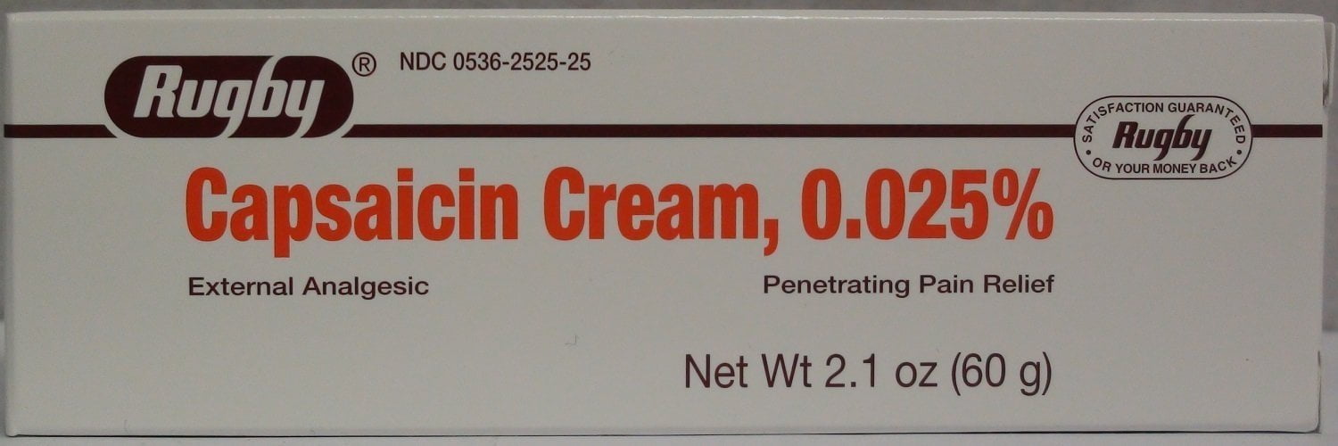 Rugby Capsaicin 0.025% Pain relief Cream, 2.1 Oz.